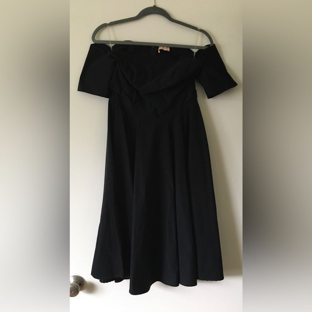 Black Scalloped Off the Shoulder Dress